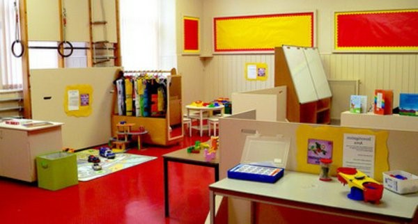 kindergarten interiors red ground