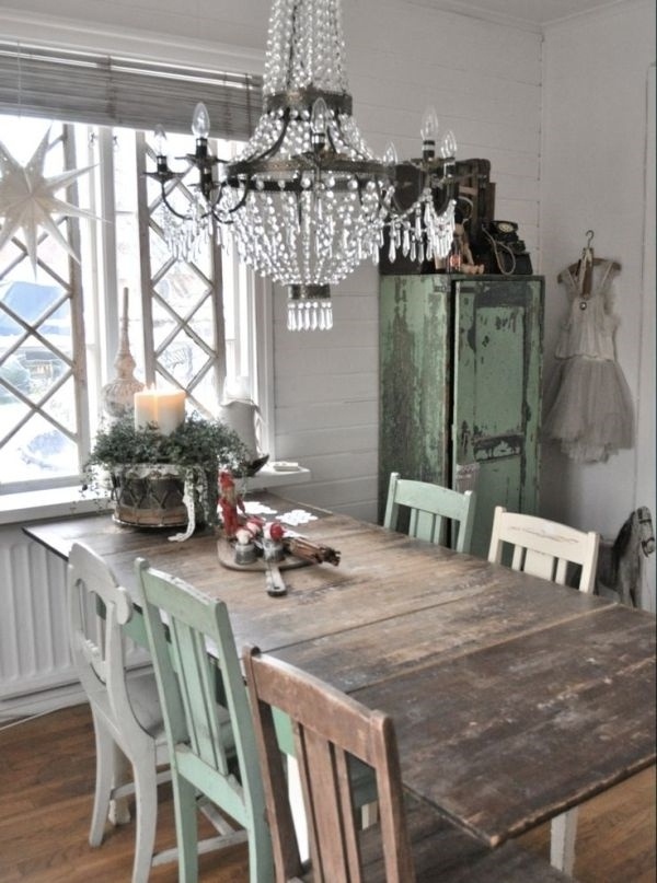 Vintage style kitchen different chairs