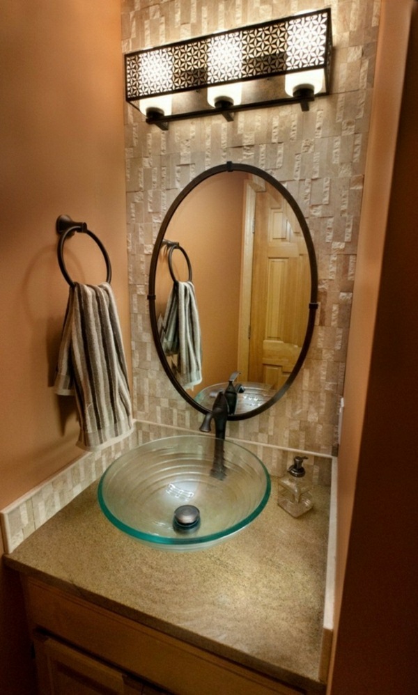 Glass washbasin oval mirror