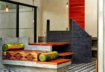 Geometric shapes and bright colors in the garden Geometric shapes and bright colors