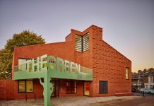 The Green community centre by AOC features herringbone-patterned brickwork the-green-aoc-nunhead-london-victorian-terrace-housing-community-centre