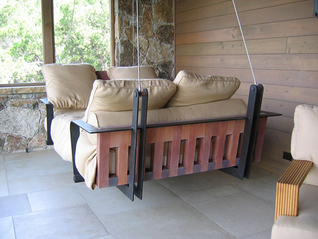 Masculine porch swing design