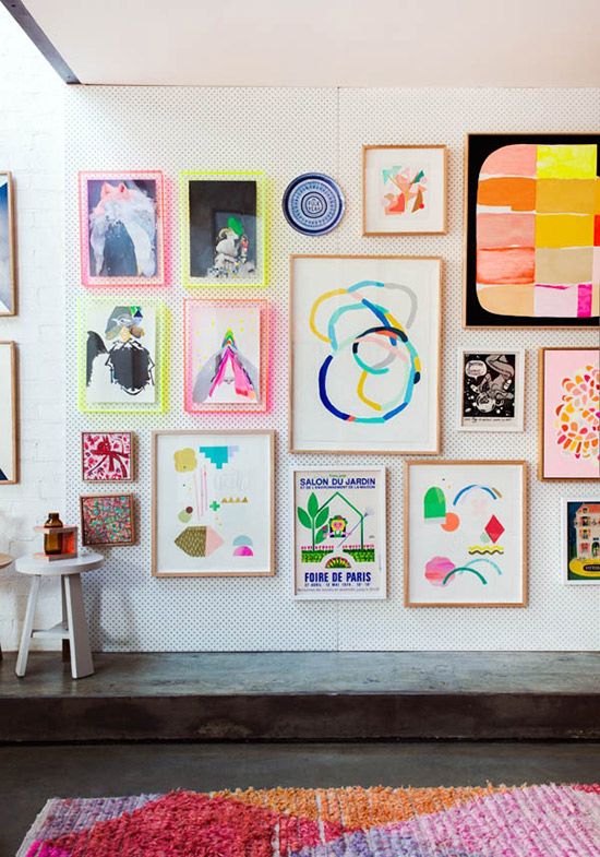 colorful gallery wall
