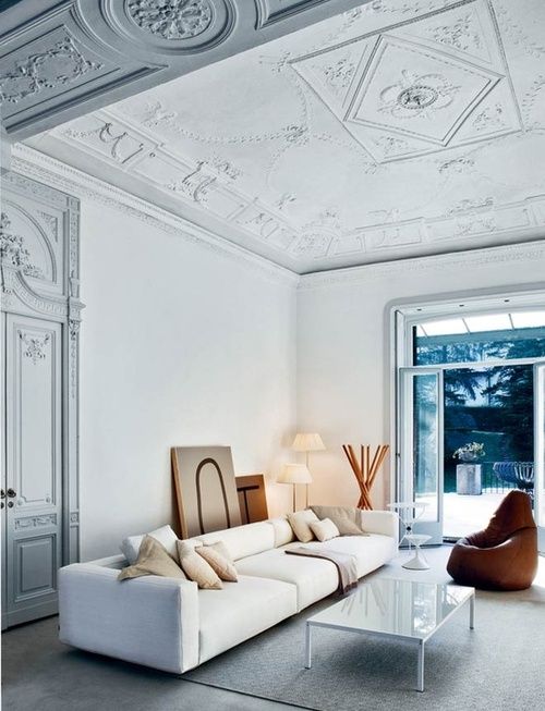 geometric and floral ceiling molding