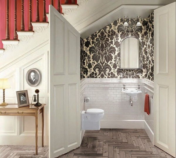 Guest wc make narrow bathroom wall tiles wallpaper hanging toilet tank