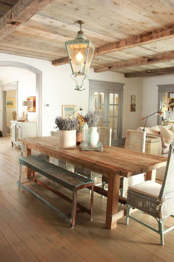 rustic wooden ceiling with beams