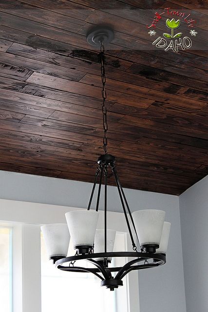 dark barn wood basement ceiling