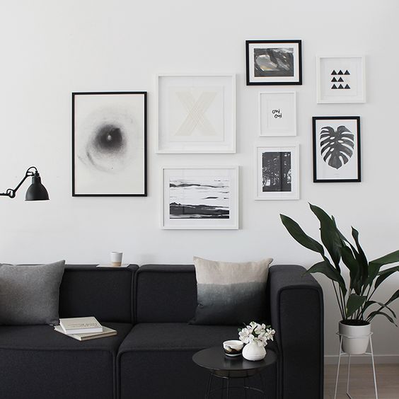 black and white modern gallery wall
