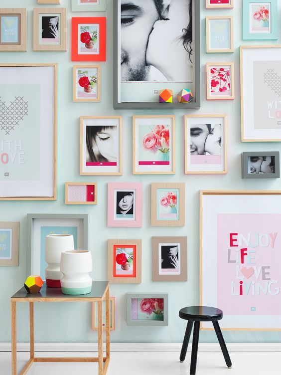 colorful geo gallery wall