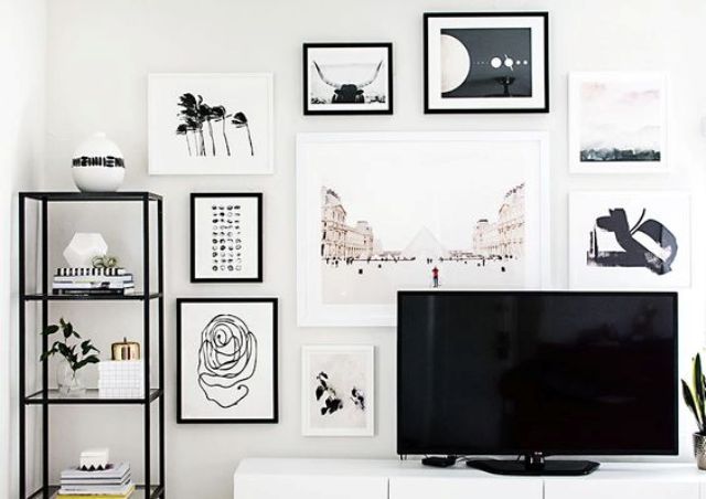 modern black and white gallery wall