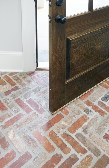 Herringbone brick paver flooring! Hubby wanted a rustic brick floor for the kitchen cooking area! I think we found it!: 
