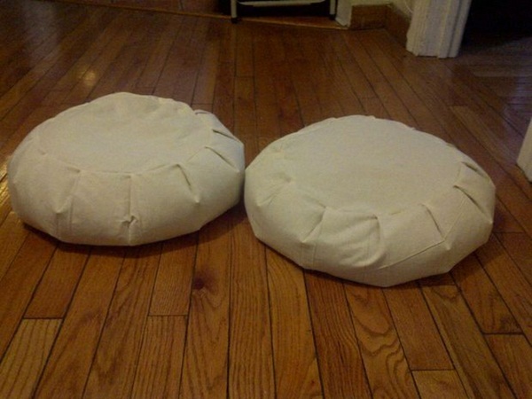 two meditation cushions Yoga beige floor