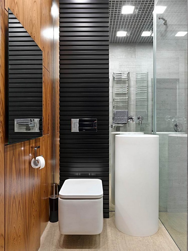 Guest wc make deco wall panels mirror wall pillar basin