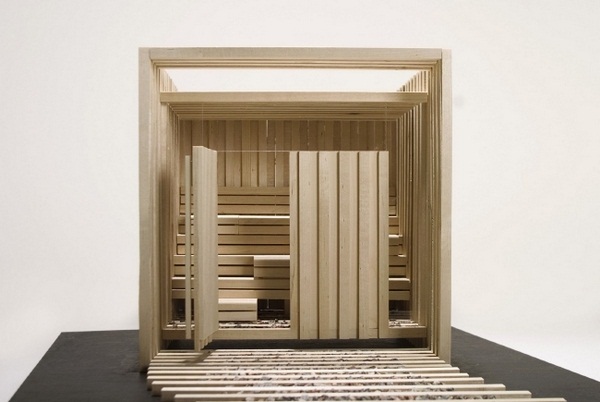 Studio Markunpoika blockhouse sauna vertically arranged wooden profiles