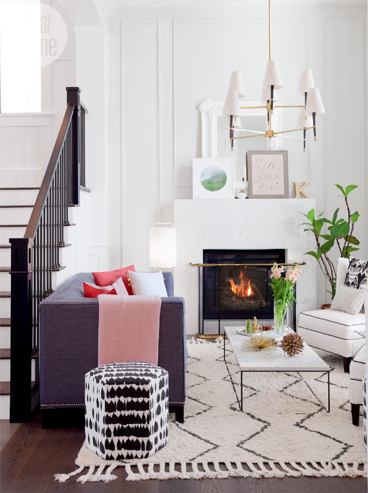 A trendy modern household residence white and full of light