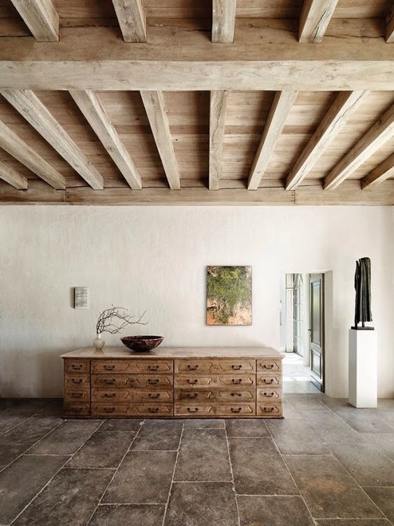 vintage wooden ceiling with beams
