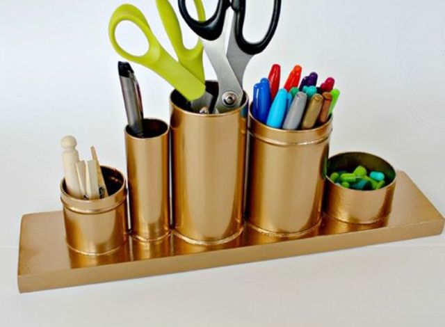 copper tin cans for pens and scissors