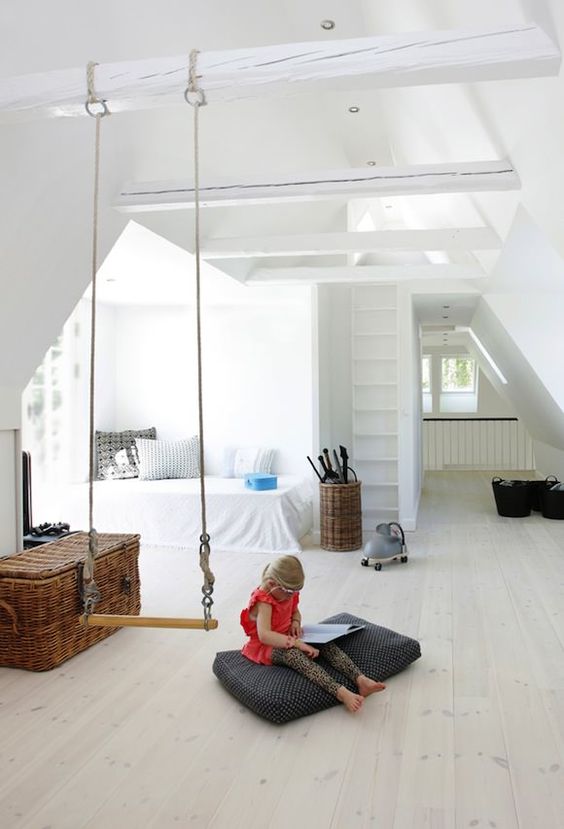 modern attic kids room