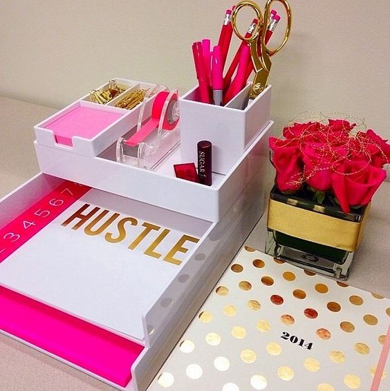 glam desk organizer for pens and papers