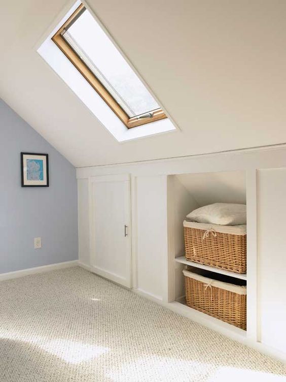 attic storage with cubbies and compartments