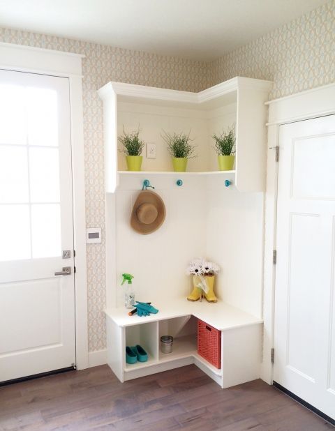 mudroom bench with compartments and a cubby