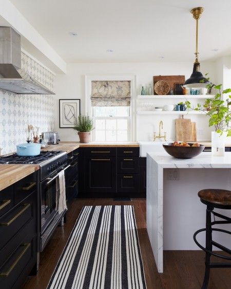 Love everything about this kitchen! Ikea Ramsjo black-brown cabinets - although look black here. Photo Gallery: Budget Kitchen Decorating | House Home: 