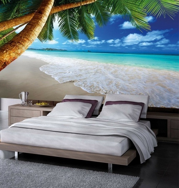 Mural beach and ocean and palm trees