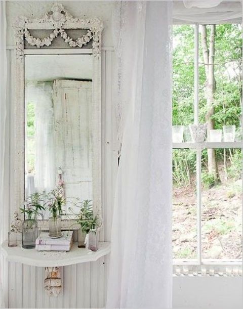ethereal white lace curtain for shabby chic decor
