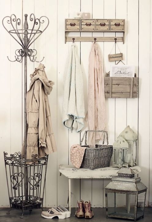 shabby chic entryway with pastel touches