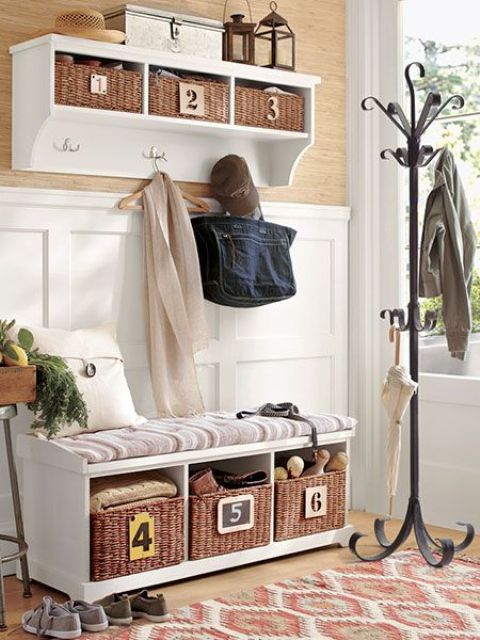 cushion mudroom bench with storage space