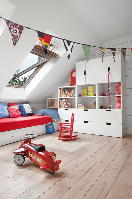 cozy attic boys' bedroom