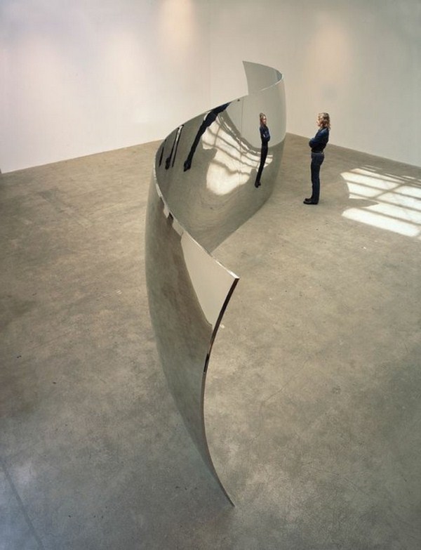 Contemporary art with bent mirror
