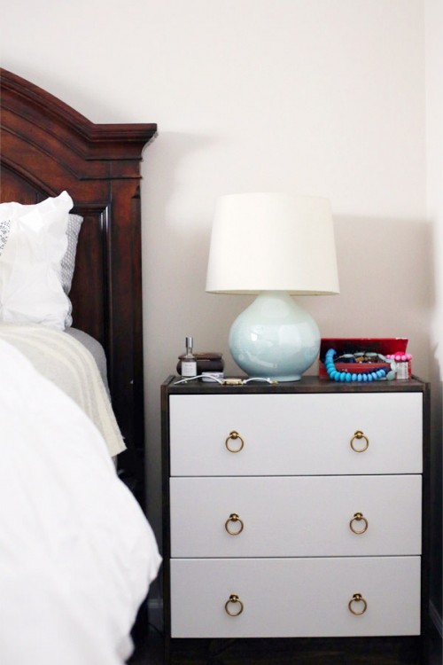 Nightstand hack with stain and white paint