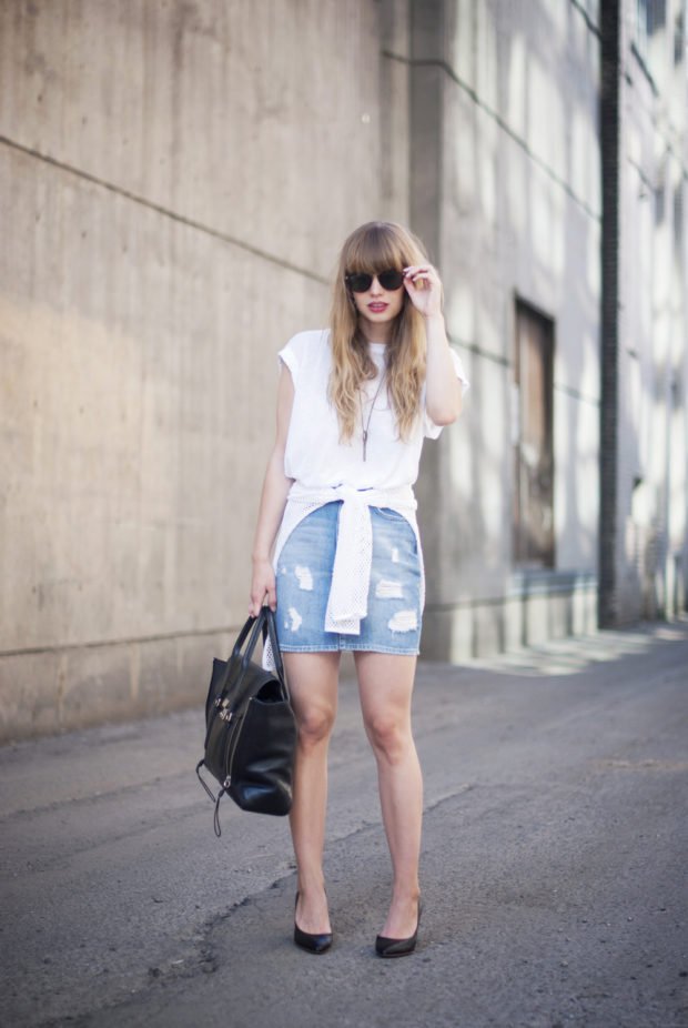 16 Lovely Denim Skirt Outfit Ideas For Summer