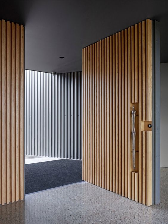 oversized modern wood slabs entry door