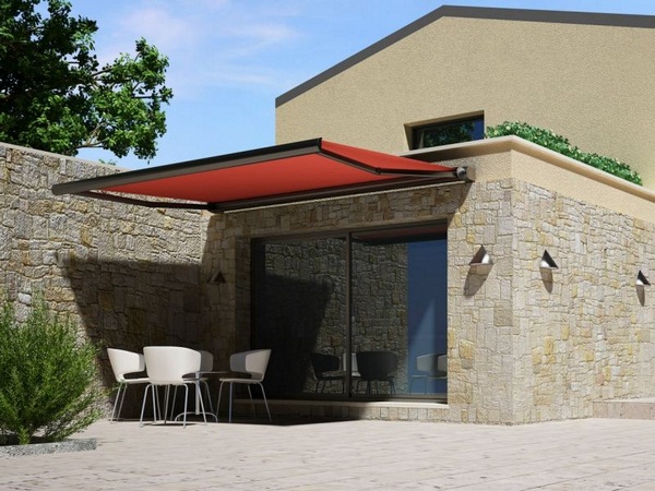 Sunshade awning patio red roof examples