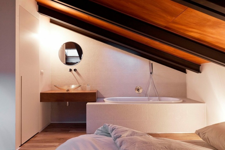 Tile-large-format-bedroom-bathtub-washbasin-round-mirror