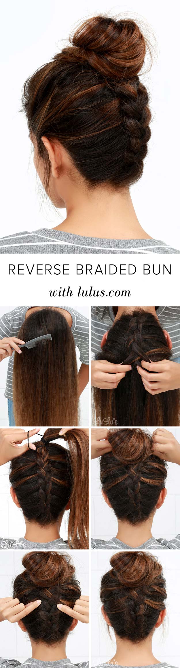 Cool and Easy DIY Hairstyles - Reversed Braided Bun - Quick and Easy Ideas for Back to School Styles for Medium, Short and Long Hair - Fun Tips and Best Step by Step Tutorials for Teens, Prom, Weddings, Special Occasions and Work. Up dos, Braids, Top Knots and Buns, Super Summer Looks http://diyprojectsforteens.com/diy-cool-easy-hairstyles