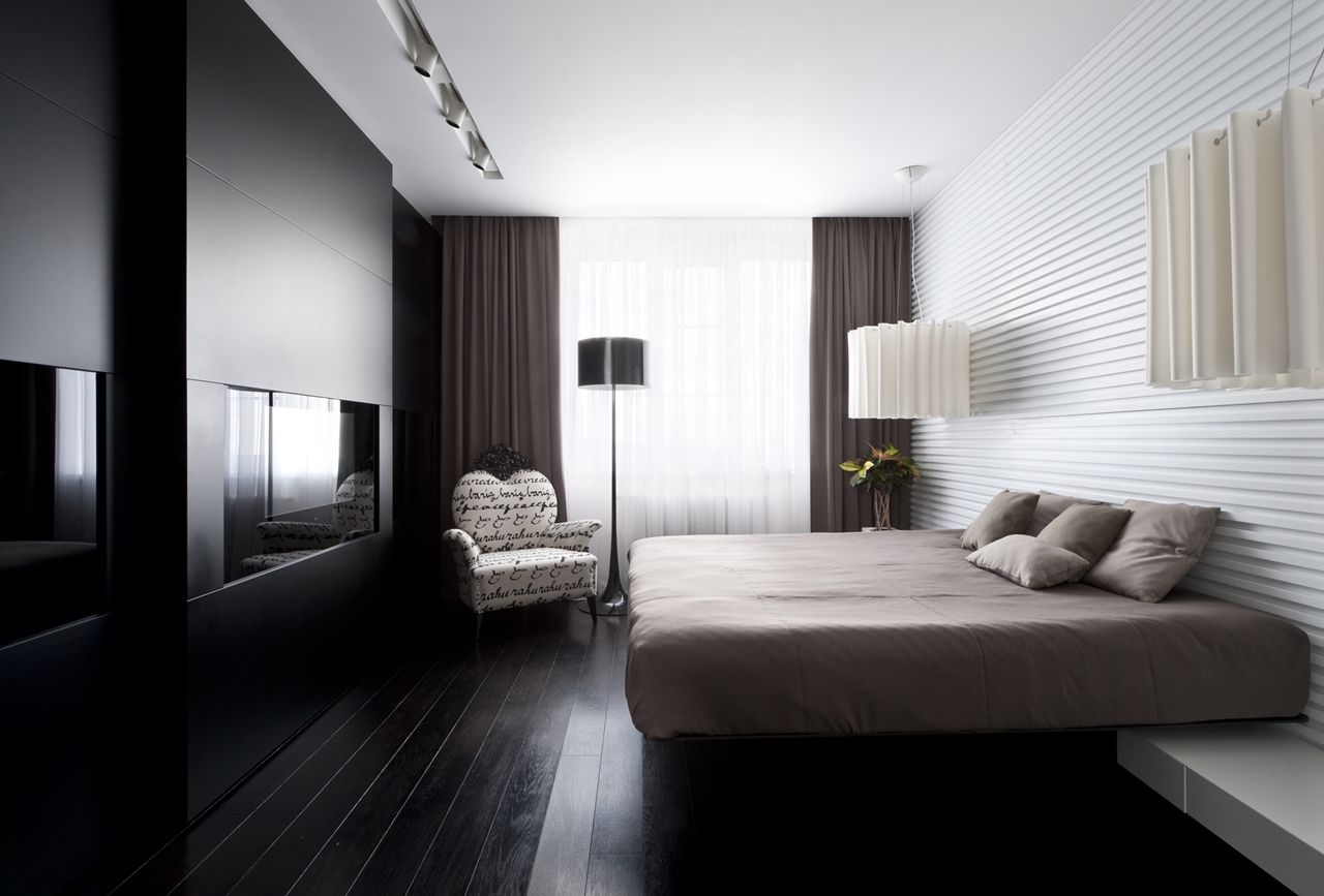 Modern dark bedroom by Alexandra Fedorova
