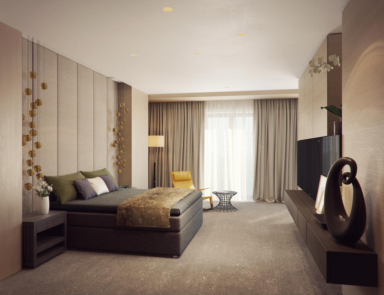 Modern bedroom visualization by Alexandra Fedorova