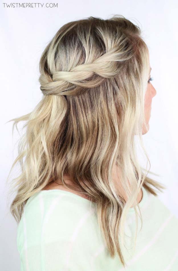 Cool and Easy DIY Hairstyles - Twisted Crown Braid - Quick and Easy Ideas for Back to School Styles for Medium, Short and Long Hair - Fun Tips and Best Step by Step Tutorials for Teens, Prom, Weddings, Special Occasions and Work. Up dos, Braids, Top Knots and Buns, Super Summer Looks http://diyprojectsforteens.com/diy-cool-easy-hairstyles