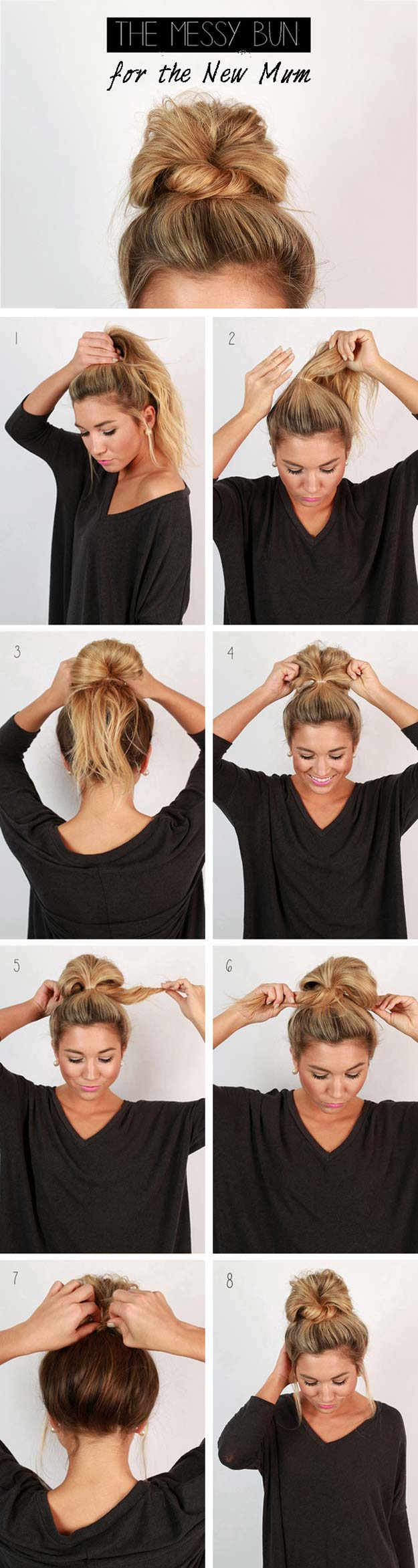 Cool and Easy DIY Hairstyles - Messy Bun - Quick and Easy Ideas for Back to School Styles for Medium, Short and Long Hair - Fun Tips and Best Step by Step Tutorials for Teens, Prom, Weddings, Special Occasions and Work. Up dos, Braids, Top Knots and Buns, Super Summer Looks http://diyprojectsforteens.com/diy-cool-easy-hairstyles