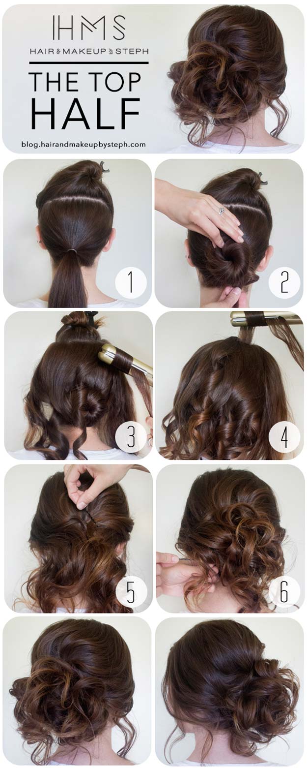 Cool and Easy DIY Hairstyles - The Top Half - Quick and Easy Ideas for Back to School Styles for Medium, Short and Long Hair - Fun Tips and Best Step by Step Tutorials for Teens, Prom, Weddings, Special Occasions and Work. Up dos, Braids, Top Knots and Buns, Super Summer Looks http://diyprojectsforteens.com/diy-cool-easy-hairstyles