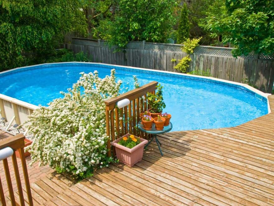 above-ground pool deck