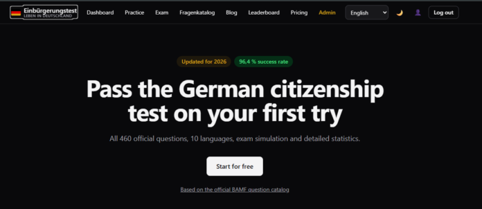 Ekran görüntüsü 2026-07-20 231507 einbürgerungstest.eu — free German citizenship test practice in 10 languages