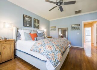 8 Master Bedroom Design Trends That Are Transforming Homes in 2026 Inviting bedroom with blue walls, stylish decor, and comfortable bedding offering a relaxing ambiance.