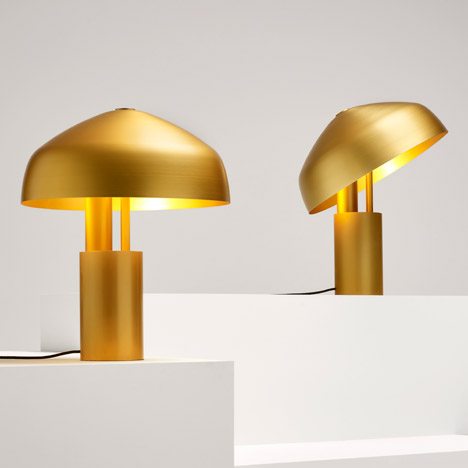 Aura Desk Lamp By Ross Gardam Features A Rotating Gold Shade