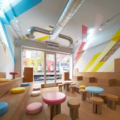 Gundry & Ducker's Bubble Tea Cafe Features Cork Seats And Stripy Paintwork