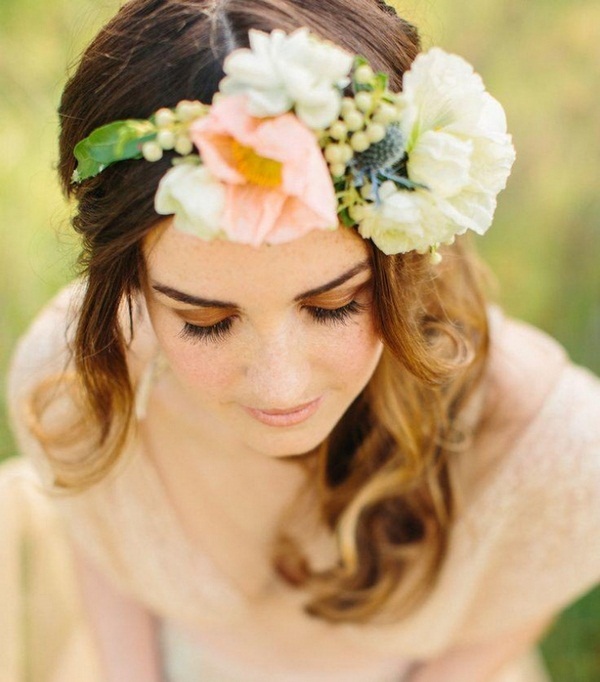Bridal Hairstyle With Wreath Of Flowers – Romantic Hairstyles With Fresh Flowers