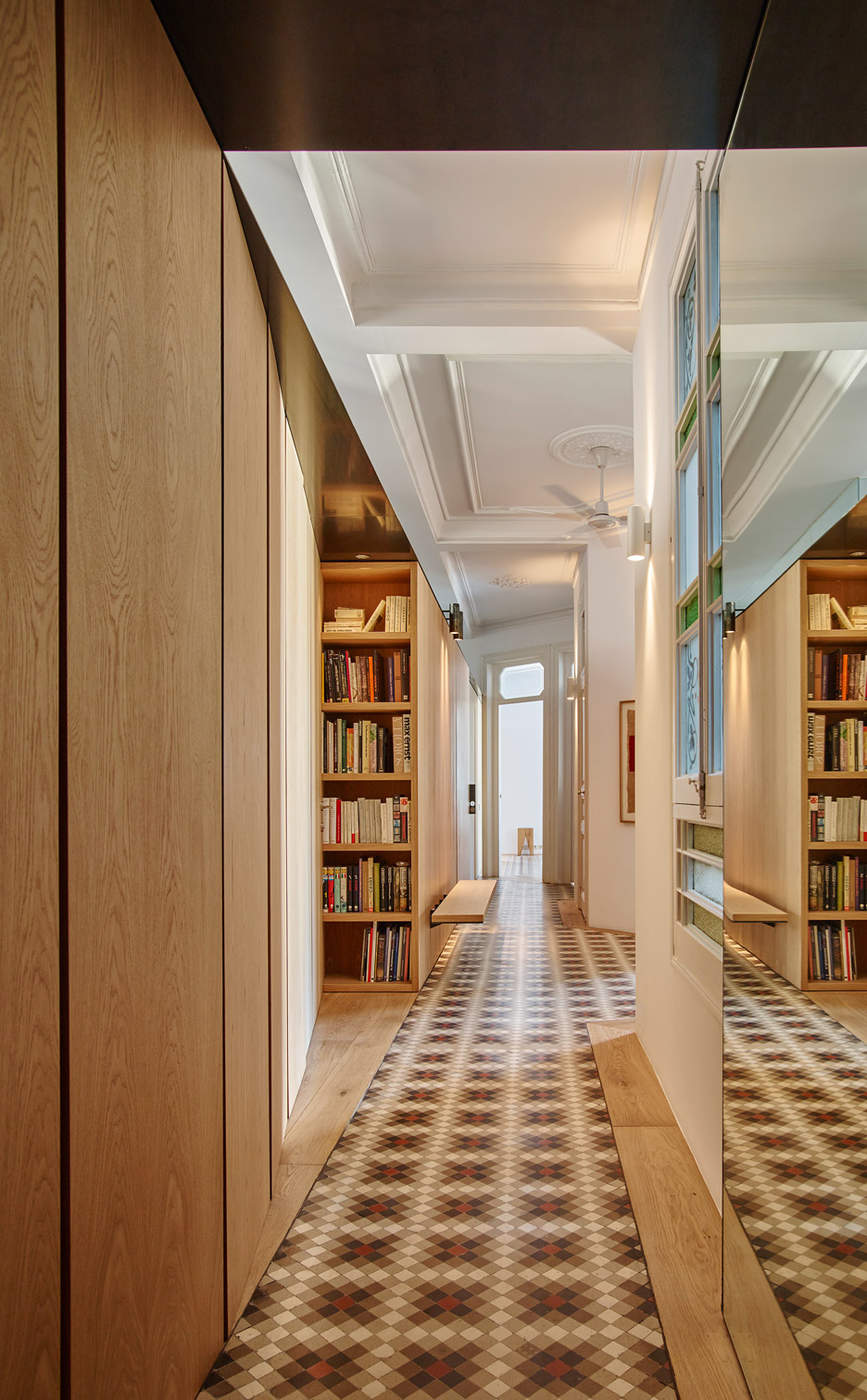 Built Architecture Uses Oak Cabinetry To Reorganise A Mosaic-floored Barcelona Apartment